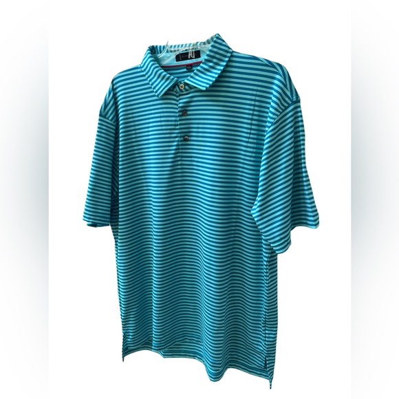 Black Quail Polo Shirt Men’s Large Green Stripe Golf Stretch Performance - Picture 2 of 3